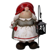 Gnomo de resina con linterna roja 27,5x22h39 cm