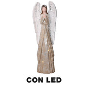 Ángel de resina con led dorado cm22x12h66