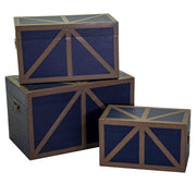 Baúl de madera ecopiel azul rectangular 1-3 cm68x38h40