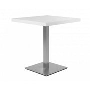Mesa alta cuadrada 75 cm tapa blanca y base cromada 70x70xh.75 cm