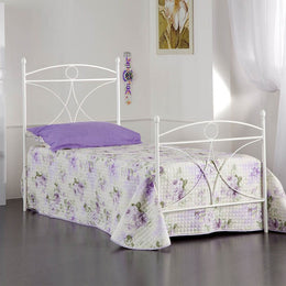 Cama individual de hierro con reposapiés ALICE blanco 92x208x h128 cm