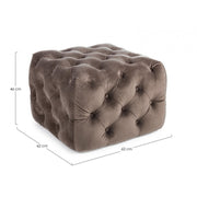 Puf de terciopelo gris tórtola EVAN S 62x62x h46 cm