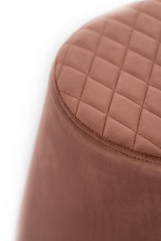 Puf de terciopelo en metal rosa antiguo cm 46,5 x 46,5 xh 33