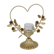 Portavelas de metal dorado rosa cm22x10h24