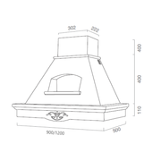 Campana de cocina rústica TOSCA blanca con estructura de madera con incrustaciones color tabaco 120 cm