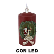 Vela resina led rojo cm8x8h19