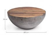 Mesita design style gris de madera reciclada cm Ø70 - 32