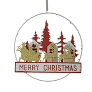 Guirnalda de metal y madera con leds rojos cm24x3,5x40,5