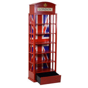 Librería roja 6 baldas 1 cajón cm48x27xh146