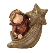 Ángel de resina sobre estrella dorada 18,5x13,5h22,5 cm