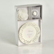 Vela leche y luna de miel rosa c/platillo cm26x17h4,5 - 8 horas