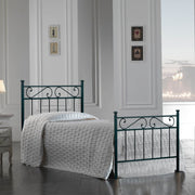 Cama individual de hierro con reposapiés Negro TEVERE 92x208x h117 cm