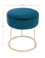 Puf de terciopelo azul CLARISSA diámetro 35x h40 cm