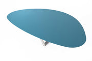 Mesa de centro en mdf petroleo y base gris cromada 140x80x32h cm