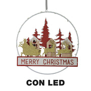 Guirnalda de metal y madera con leds rojos cm24x3,5x40,5