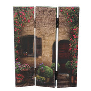 Paravento estampado de 3 paneles con flores 120,6x2,5xh180,6x2,5xh180