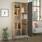 Librería Jedda roble con puerta antracita 80,6 x 29,6 x 191 cm