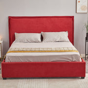 Cama Matrimonial con Almacenamiento en Tela Roja 170x206x118 cm