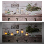 Percha madera 8 plazas con farol led cm60x30x1,8