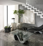 Mesa de centro con tapa de cristal templado transparente 120x70x36h cm