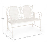 Banco biplaza plegable en acero blanco EMILY 115x60x h92 cm