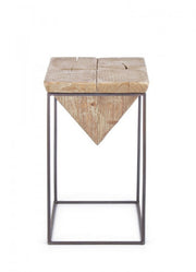 Taburete de acero con asiento en madera de abeto PRISMY 31x31xh.55 cm