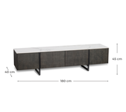 Mueble TV blanco-gris oscuro 40 cm x 180 cm Alt. 45 cm