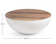 Mesita design style blanca de madera reciclada cm Ø90 - 38