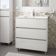 Mueble de baño con lavabo 3 cajones Elmas80 lacado brillo blanco 81x45x86h