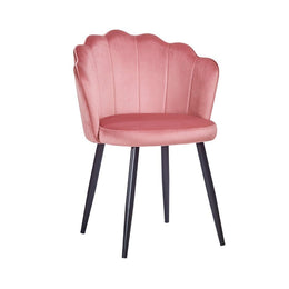Silla Rosa de Terciopelo con Patas de Metal Negro 64x58x80 cm