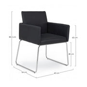 Silla con reposabrazos en símil piel Negro SIXTY 60x54x h80.5 cm