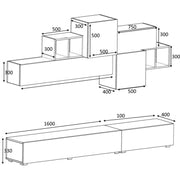 Mueble alto con dos puertas y cinco muebles altos Blanco Gris Negro Antracita TROMEN 260x42x h195 cm