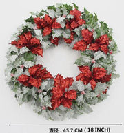 Corona con escoba de carnicero roja cmø34h45