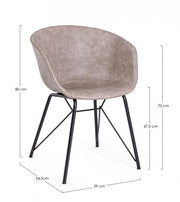 Silla Warhol vintage polipiel beige 59 x 54,5 x 80 cm