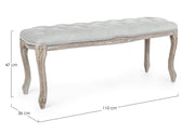 Banco clásico de madera de terciopelo gris Mathilde 110 x 36 x 47 cm