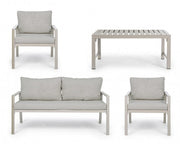 Salón de jardín marfil con cojines extraíbles