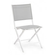 Silla de exterior en aluminio Blanco Gris ELIN 47x57x h88 cm