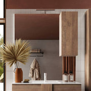Espejo de baño con mueble alto Salemi 100x110h y lámpara LED roble mercurio