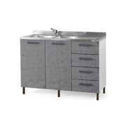 Fregadero de cocina gris hormigón con cajón DX Cm 120x50xH 85