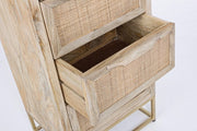 Cómoda de 5 cajones en madera natural de estilo vintage