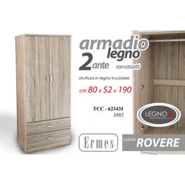 Dos armario de roble con cajones 80 x 52 x 190 h