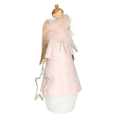 Ángel de metal rosa con led y estrella cmø10h24