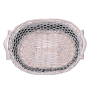 Cesta de mimbre ovalada blanca azul cm67/75x42h12