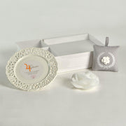 Vela Marte rosa con platillo líquenes y musgo cm26x17h4,5 - 8 horas