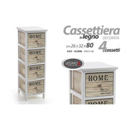 Cofre de casas de cajones de madera con decoraciones 4 Cajones 26 x 32 x 80 H CM CM