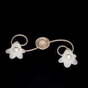 Lámpara de techo Flowers de hierro Ivory Gold dos pantallas 56x26x h17 cm