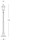 Lámpara de pie de aluminio fundido, difusores de vidrio transparente, altura máxima 210mm, alimentación 230V, potencia máxima 100W negro