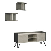 Mueble de TV Klappe antracita con puertas blancas vintage y dos estantes 56,50x125,50x33 cm