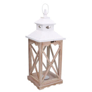 Farol de madera blanco natural cuadrado cm22x22h56,5
