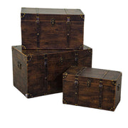 Baúl de madera ecopiel marrón rectangular 1-3 cm68x38h40